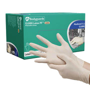 Bodyguards Powder Free White Latex Disposable Gloves Small Box of 100 Bodyguard  - Dynamic Drive