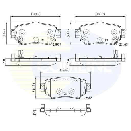 Comline 4 x Rear Brake Pad Set fits Nissan Leaf 2017 on