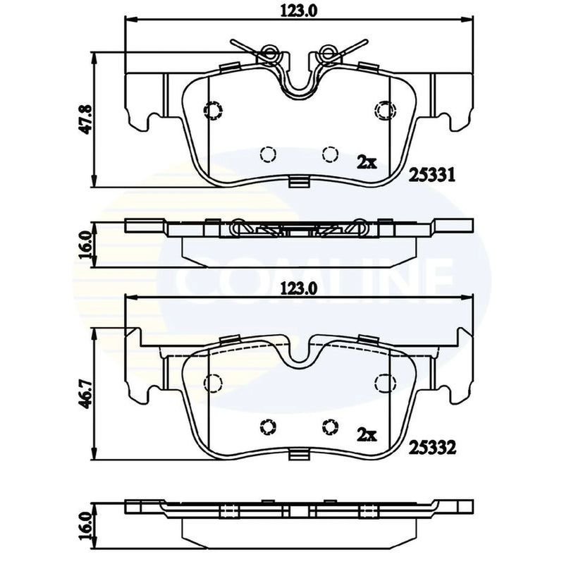 Comline 4 x Rear Brake Pad Set fits BMW 1 2019-2020