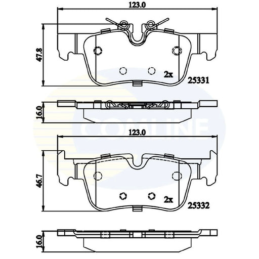 Comline 4 x Rear Brake Pad Set fits BMW 1 2019-2020