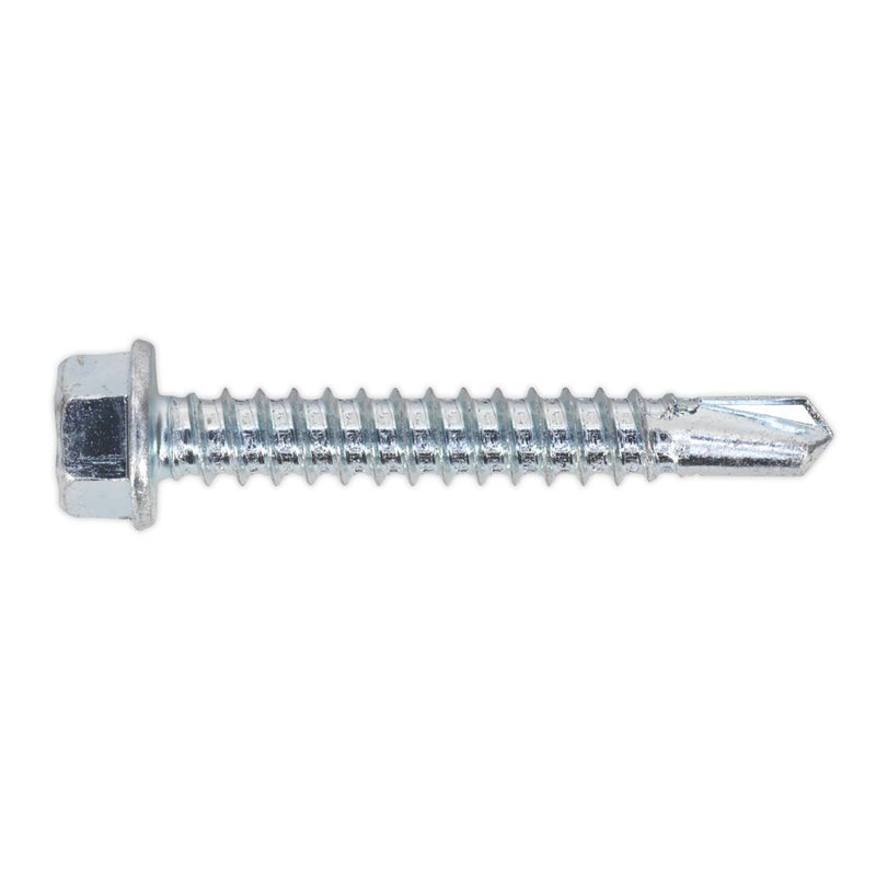 Sealey Self Drilling Screw 5.5 x 38mm Hex Head Zinc Pack of 100 SDHX5538 Sealey - Dynamic Drive