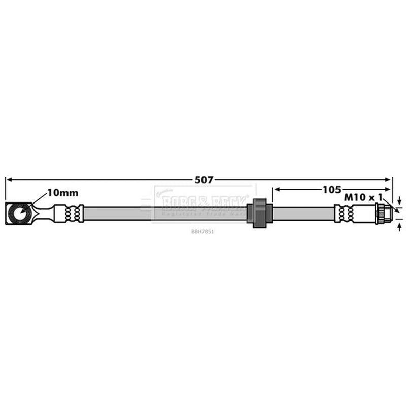 Borg & Beck Brake Hydraulic Hose Line Rear Right BBH7851