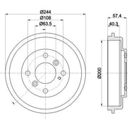 Mintex Brake Drum Assembly Rear fits Ford Fiesta 2010-2017 1.6