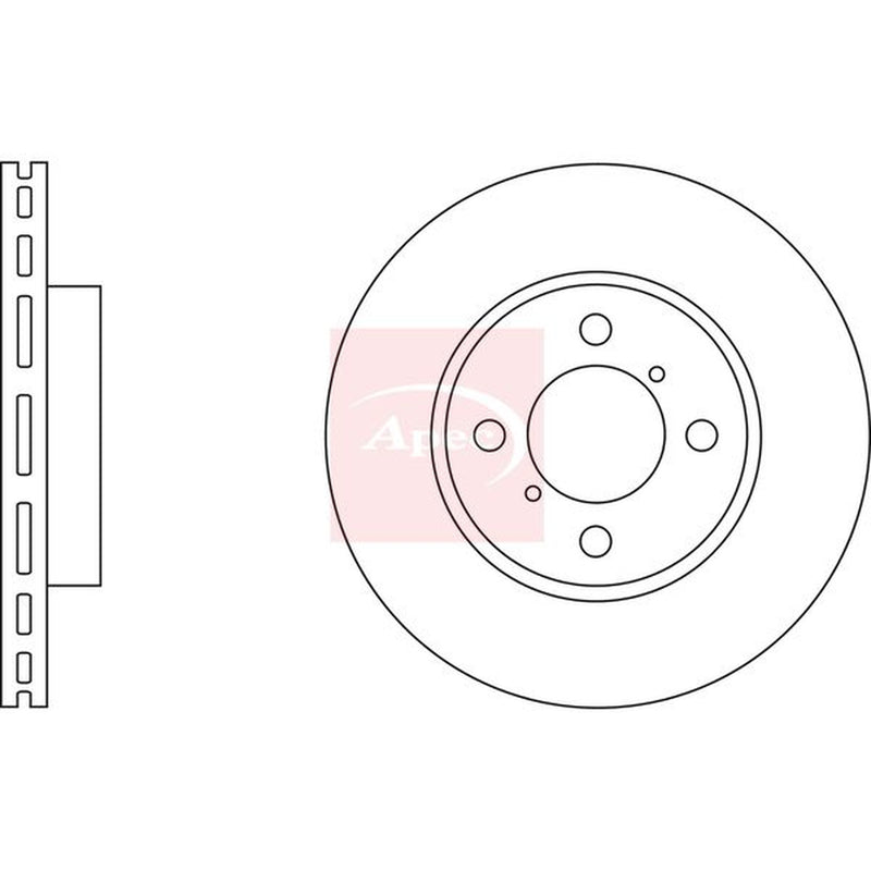 Apec 2 x Vented Brake Discs fits Toyota Prius 2000-2003 1.5
