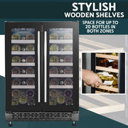 Baridi 40 Bottle/120 Can Freestanding Dual Zone Wine Fridge & Cooler 60cm Baridi - Dynamic Drive