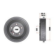 Juratek Brake Drum Assembly Rear fits Audi A2 2000-2005 1.2 1.4