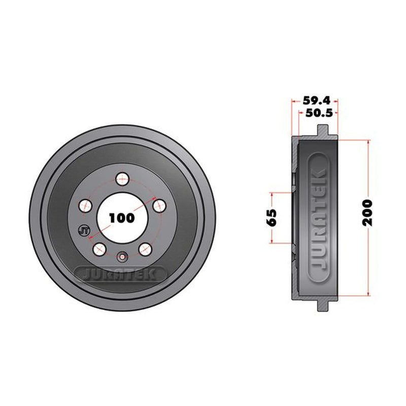 Juratek Brake Drum Assembly Rear fits Audi A2 2000-2005 1.2 1.4