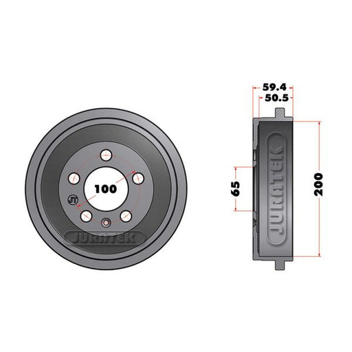 Juratek Brake Drum Assembly Rear fits Audi A2 2000-2005 1.2 1.4