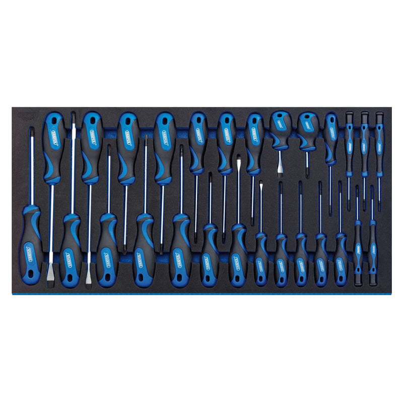 Draper Soft Grip Screwdriver Set in Full Drawer EVA Insert Tray (27 Piece) 63406 Draper - Dynamic Drive