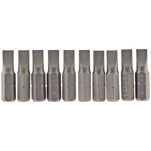 Draper Plain Slot Insert Bit, 5.5mm, 1/4" Hex, 25mm Long (Pack of 10) 64028 Draper - Dynamic Drive