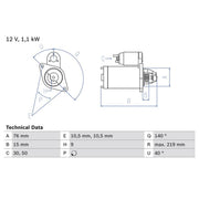 Bosch Starter Motor V kW Teeth