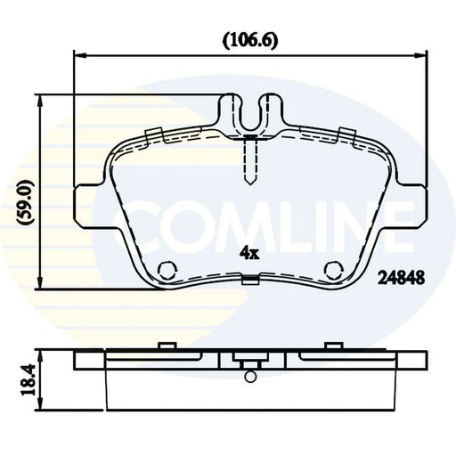 Comline 4 x Rear Brake Pad Set fits Infiniti Q30 2015 on 1.5 1.6 2.0 2.2