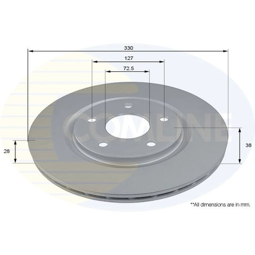 Comline 2 x Front Brake Discs ADC2822V-x2