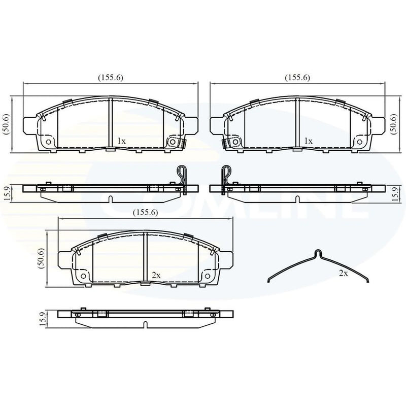 Comline 4 x Front Brake Pad Set fits Fiat Fullback Pickup 2016 on 2.4