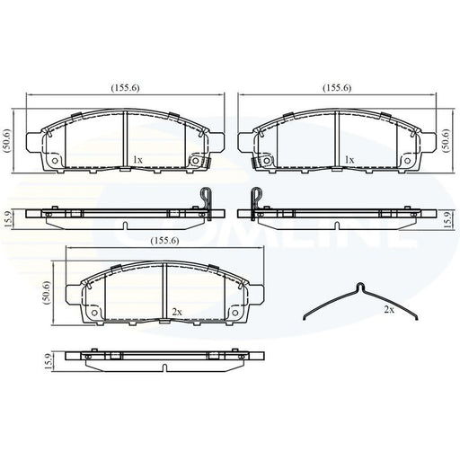 Comline 4 x Front Brake Pad Set fits Fiat Fullback Pickup 2016 on 2.4