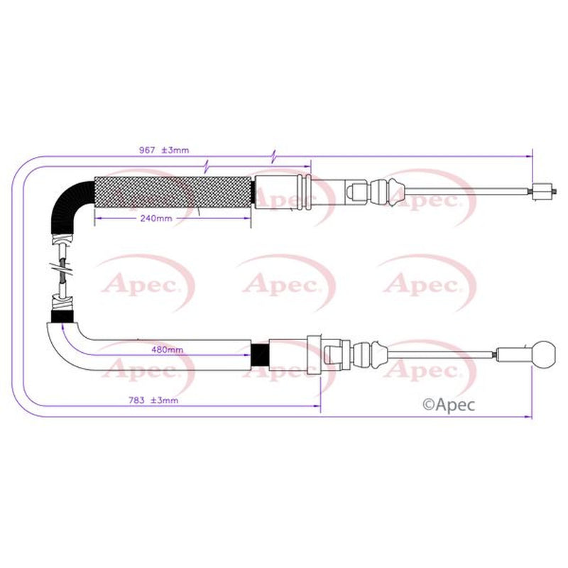 Apec Handbrake Cable Right Rear fits Citroën DS5 2011-2015 1.6 2.0