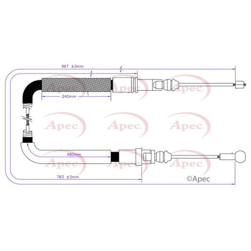 Apec Handbrake Cable Right Rear CAB1813