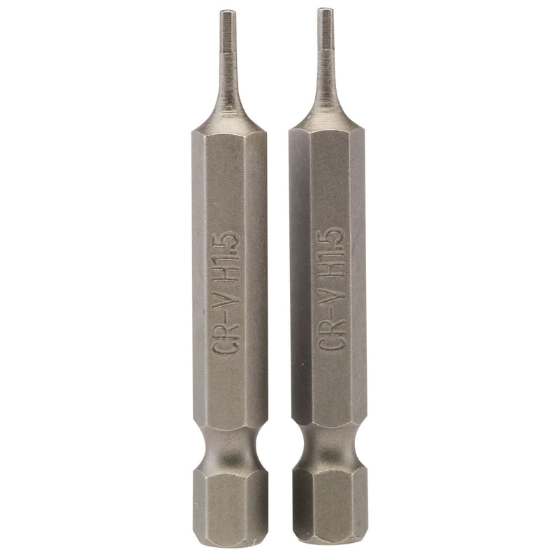 Draper Hexagonal Insert Bit, 1.5mm, 1/4" Hex, 50mm Long (Pack of 2) 64243 Draper - Dynamic Drive