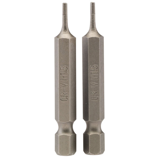 Draper Hexagonal Insert Bit, 1.5mm, 1/4" Hex, 50mm Long (Pack of 2) 64243 Draper - Dynamic Drive