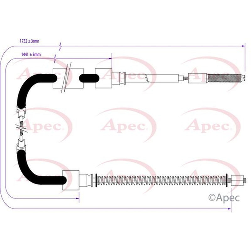 Apec Handbrake Cable Left Rear fits Skoda Favorit 1990-1994 1.3