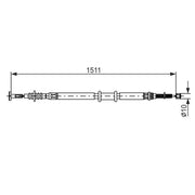 Bosch Handbrake Cable Right Rear fits Fiat Siena 2000-2012 1.3 1.4 1.6