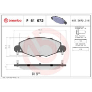 Brembo 4 x Front Brake Pad Set fits Citroën C5 I 2001-2004 2.2 3.0