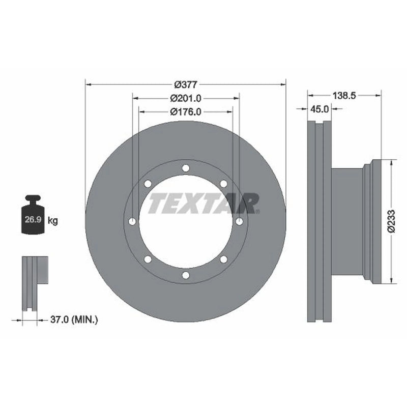 Textar 2 x Internally Vented Brake Discs 93101500
