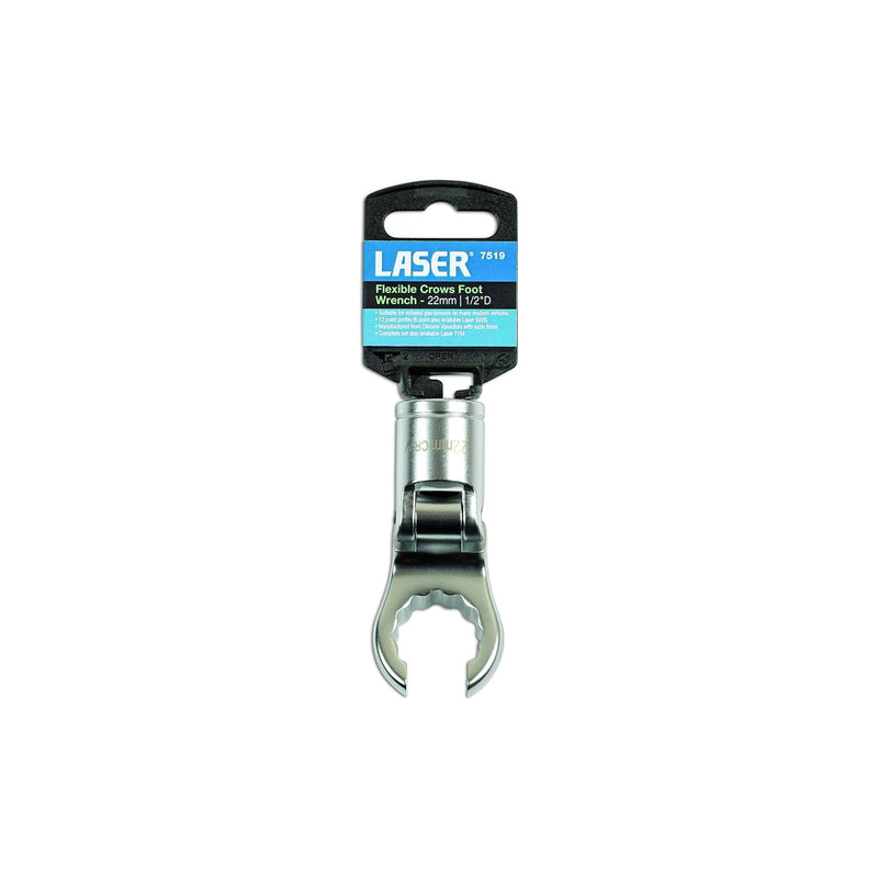 Laser Bi-Hex Flexible Crows Foot Wrench 1/2"D 22mm 7519 Laser - Dynamic Drive