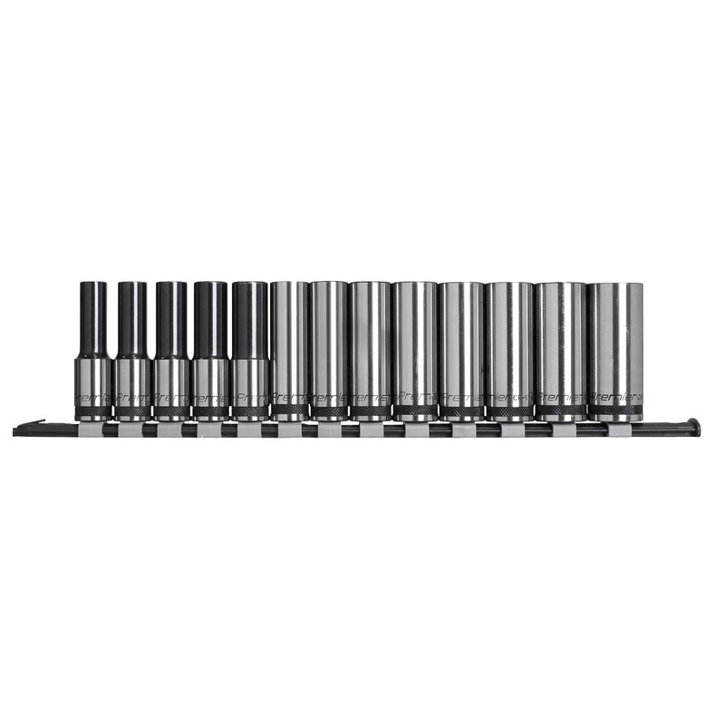 Sealey Socket Set Deep 13pc 1/2"Sq Drive Metric Black Series AK7995 Sealey - Dynamic Drive