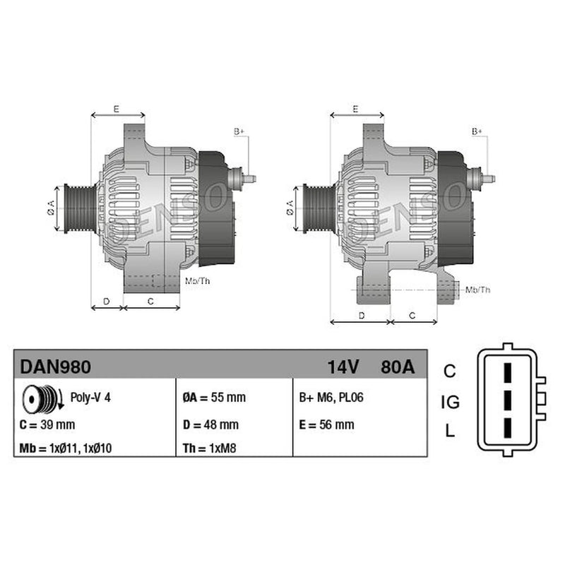 Denso Car Alternator 12V fits Daihatsu Materia 2006 on 1.3