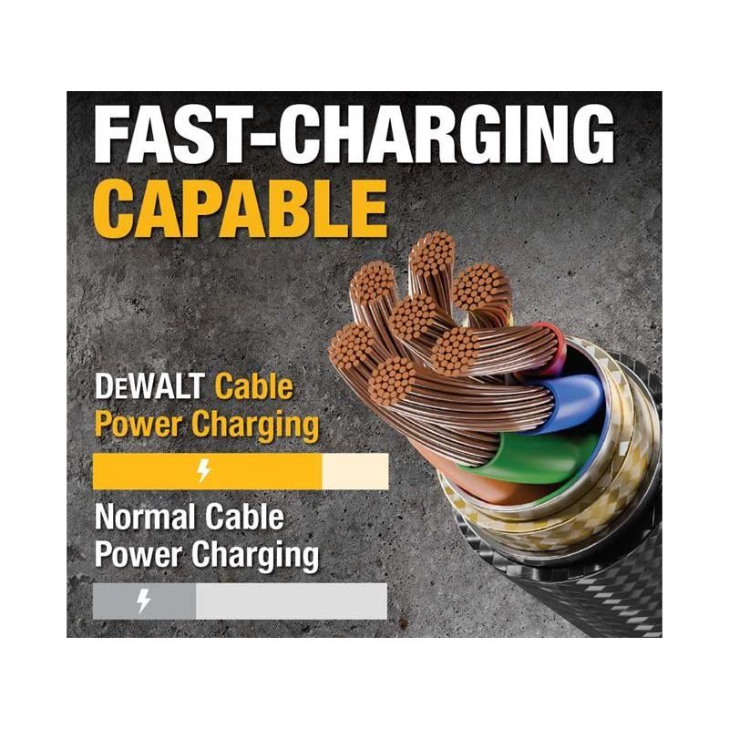 Dewalt Telecoms USB A to USB C Reinforced Charging Cable 1.8m (6ft) DEWALT Telecoms - Dynamic Drive
