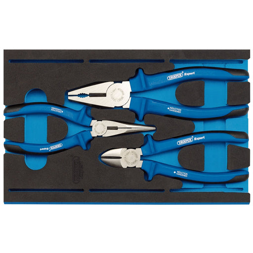 Draper Heavy Duty Plier Set in 1/4 Drawer EVA Insert Tray (3 Piece) 63262 Draper - Dynamic Drive