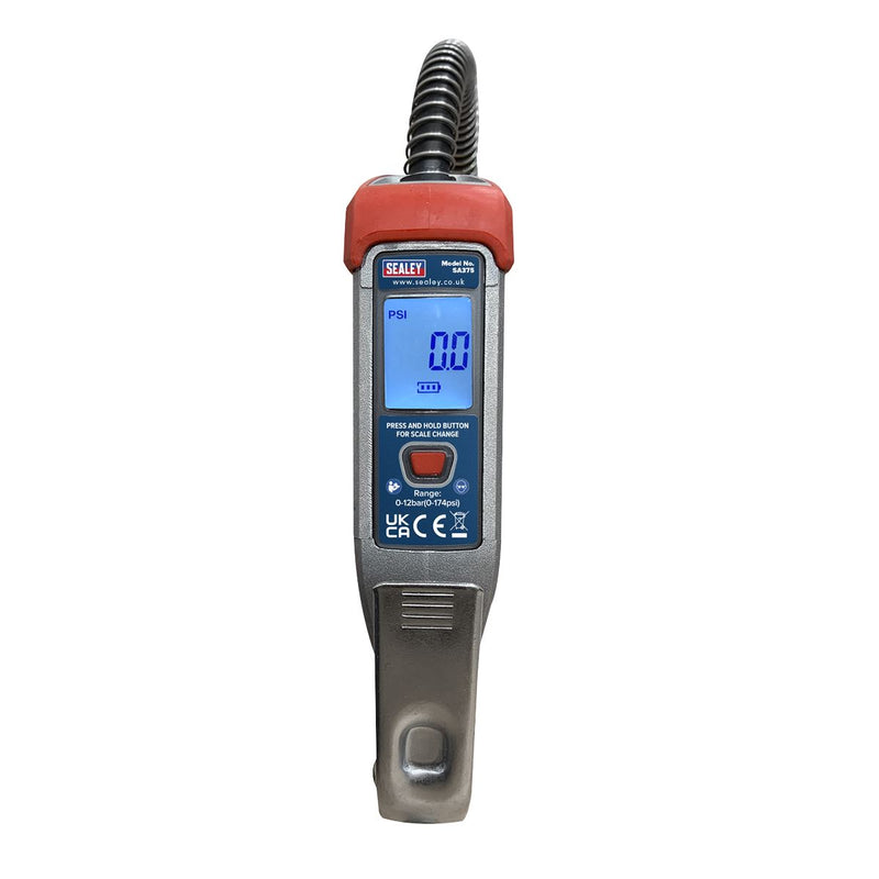 Sealey Digital Tyre Inflator 2.7m Hose with Clip-On Connector SA375 Sealey - Dynamic Drive