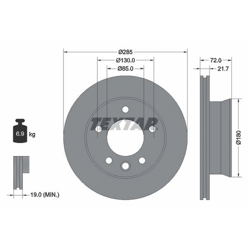 Textar 2 x Internally Vented Brake Discs 93127800