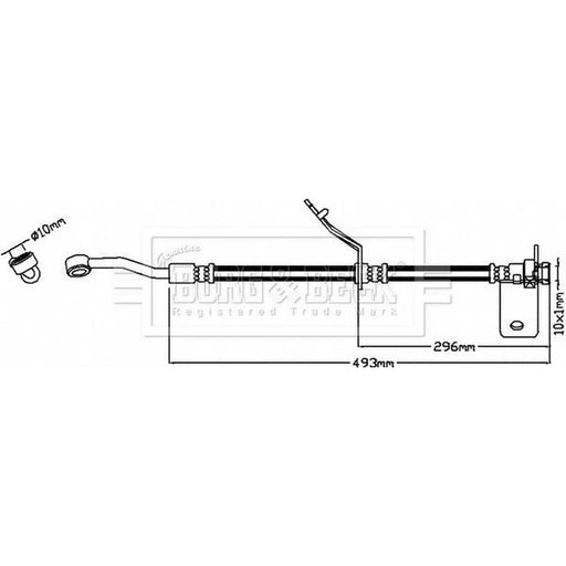 Borg & Beck Brake Hydraulic Hose Line Front Right BBH8522