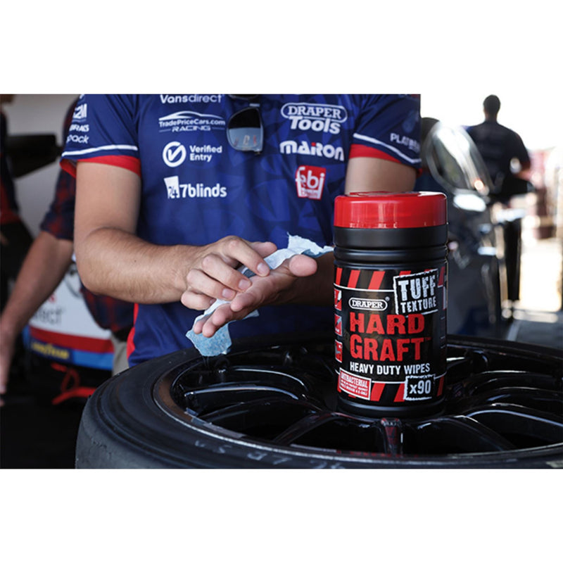 Draper 'Hard Graft' Tuff Texture Heavy Duty Wipes (Tub of 90) 84712 Draper  - Dynamic Drive