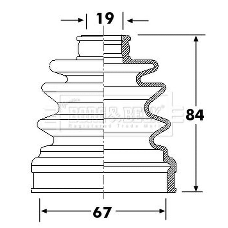 Borg & Beck Drive Shaft Bellow Kit transmission sided BCB6309