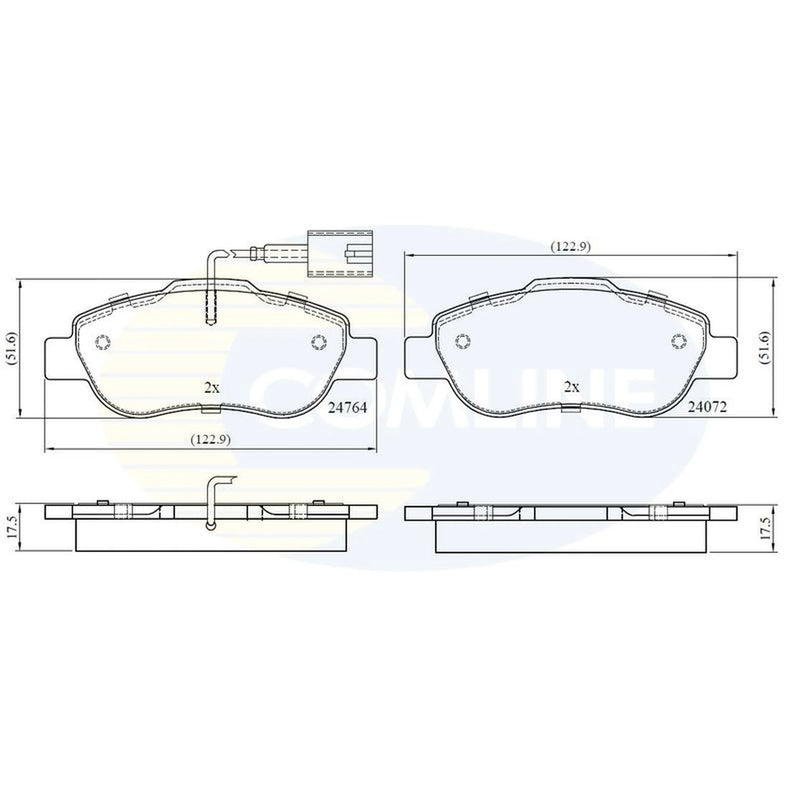 Comline 4 x Front Brake Pad Set fits Fiat 500 2007 on 1.3