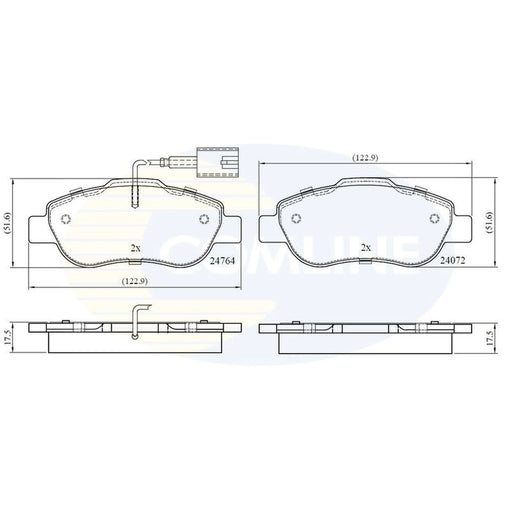 Comline 4 x Front Brake Pad Set fits Fiat 500 2007 on 1.3