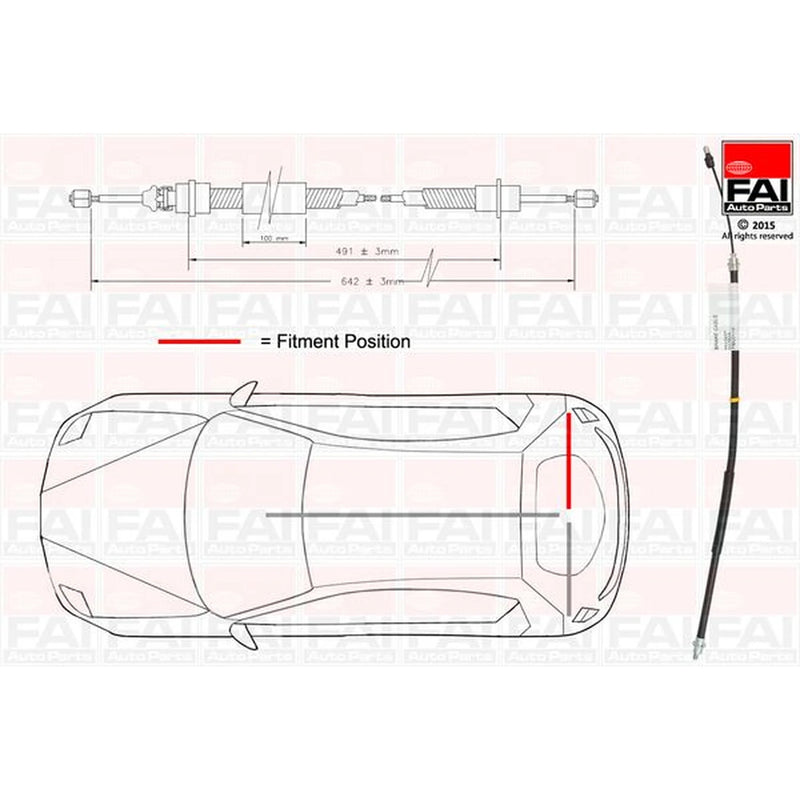 FAI Handbrake Cable Right Rear fits Peugeot 406 1995-2004