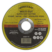 Sealey Multipurpose Cutting Disc115 x 1.6 x22mm Bore Pack of 50 MCB115/50 Sealey - Dynamic Drive