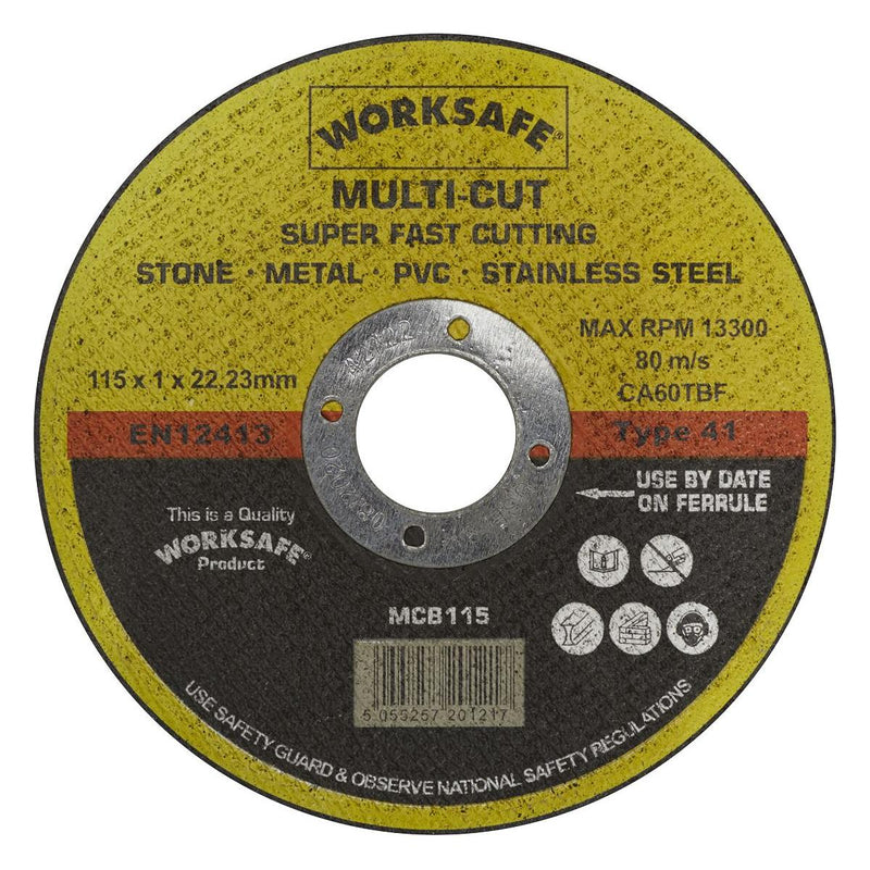 Sealey Multipurpose Cutting Disc115 x 1.6 x22mm Bore Pack of 50 MCB115/50 Sealey - Dynamic Drive