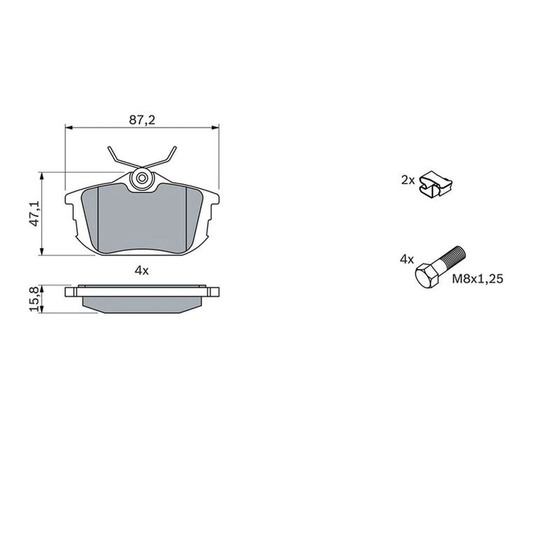 Bosch Front & Rear Pads fits Mitsubishi Carisma 1995-2006 1.6