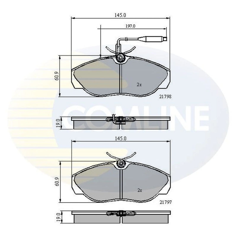 Comline 4 x Front Brake Pad Set fits Citroën Relay I 1994-2002 1.9 2.0 2.5 2.8
