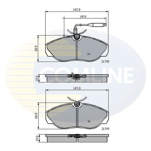 Comline 4 x Front Brake Pad Set fits Citroën Relay I 1994-2002 1.9 2.0 2.5 2.8