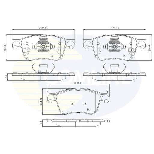 Comline 4 x Front Brake Pad Set fits Ford Focus IV 2018-2025 1.0 1.5 2.0