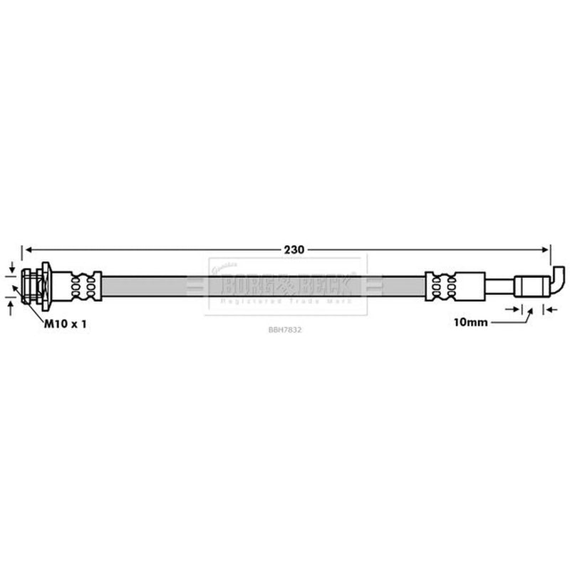 Borg & Beck Brake Hydraulic Hose Line Rear BBH7832