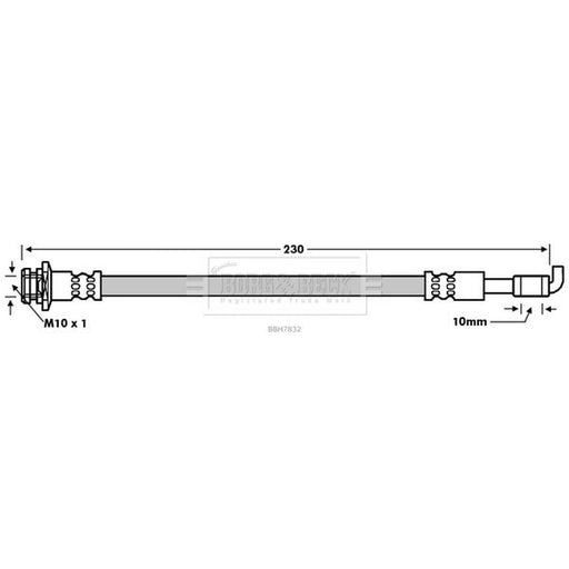 Borg & Beck Brake Hydraulic Hose Line Rear BBH7832