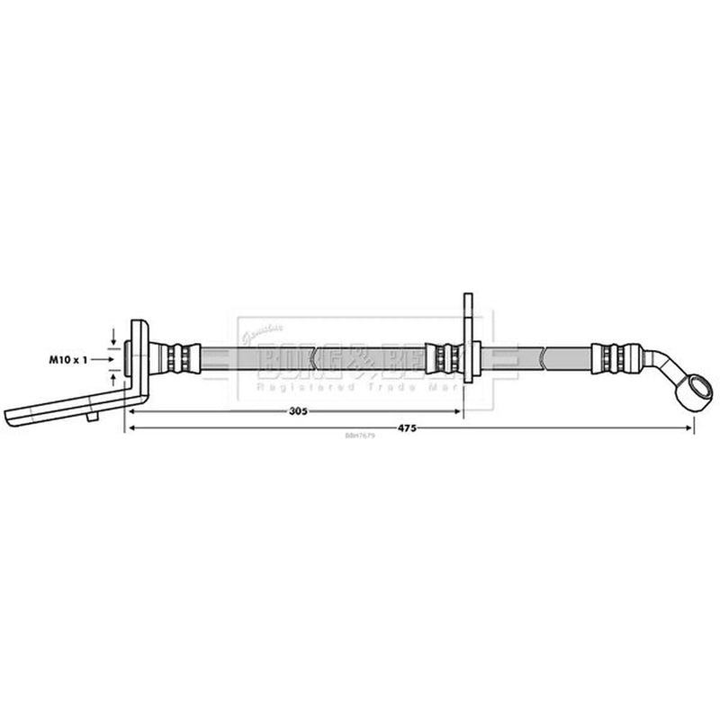 Borg & Beck Brake Hydraulic Hose Line Rear Left BBH7679