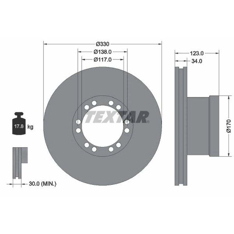 Textar 2 x Internally Vented Brake Discs 93142400